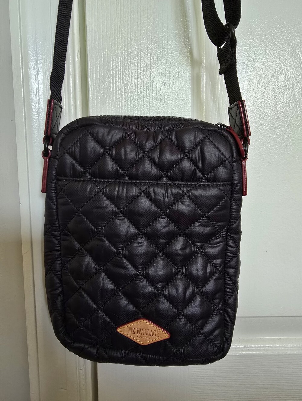 MZ Wallace Black Quilted Crossbody with Tan Logo Accent NWOT - Picture 2 of 10